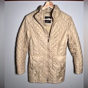 The North Face Womens Tan Quilted Primaloft Parka Jacket Beige Small‎ Full Zip
